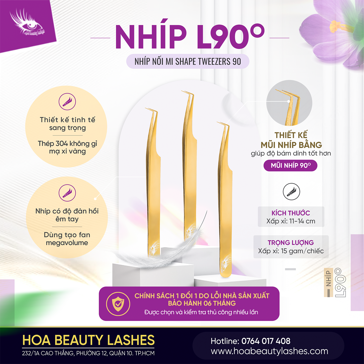 Nhíp nối mi L90 Hoa beauty Lashesvn