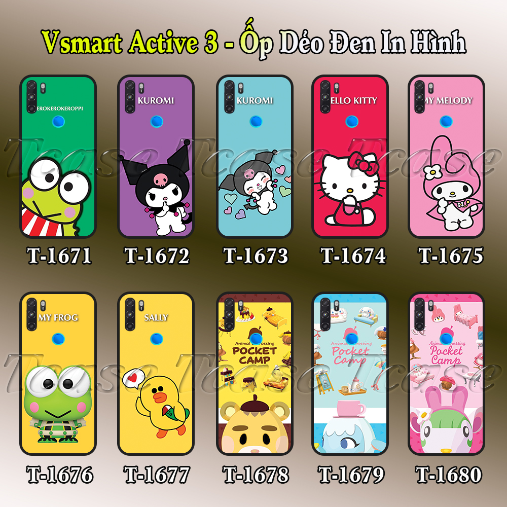 Ốp lưng Vsmart Active 3 dẻo đen in hình Hoạt hình cute