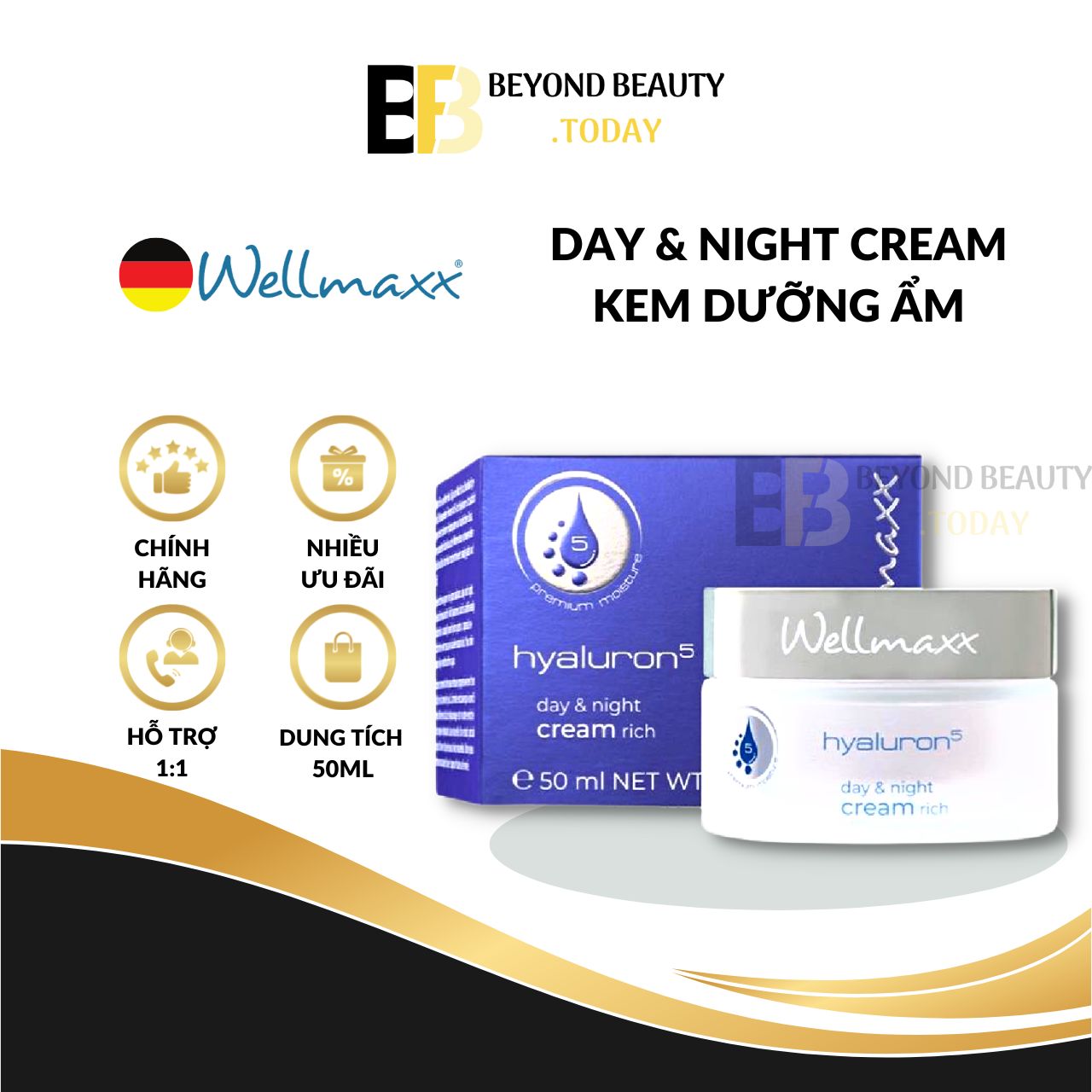 Kem Dưỡng Ẩm Wellmaxx Hyaluron5 Day & Night Cream Rich - Beyond Beauty