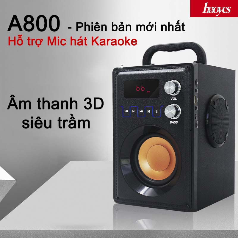 Loa Bluetooth Karaoke bÁN Kẹo Kéo, Loa Bluetooth Di Động Hát Karaoke Xách Tay, Loa Bluetooth RS A800 Bộ Xử Lý Âm Thanh Hiện Đại, Âm Bass Trầm Ấm, Công Nghệ Bluetooth 4.1 Cao Cấp