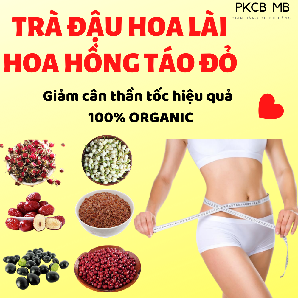 [COMBO 30 Gói] Trà đậu Gạo lứt, Hoa lài, Hoa hồng, Táo đỏ Cao cấp - GIẢM CÂN THẦN TỐC HIỆU QUẢ AN TOÀN - Tặng Kèm bình Thủy tinh 500ML