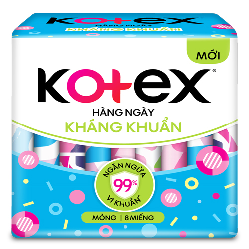 Combo 2 Gói Băng Vệ Sinh Kotex Hàng Ngày Kháng Khuẩn - Mỗi Gói 8 Miếng - HSD Luôn Mới