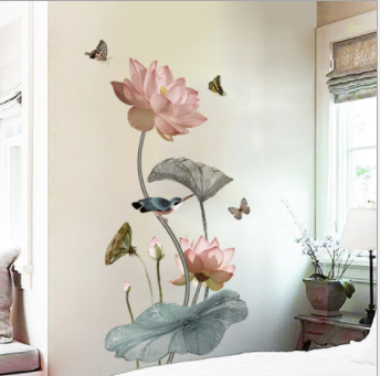 Decal dán tường decor phòng đẹp, sang trọng, ấn tượng: Hoa sen thanh lịch GL111