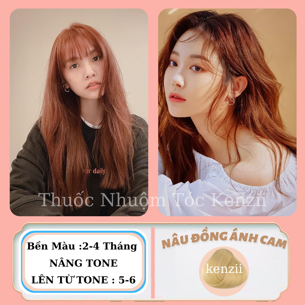 Thuốc Nhuộm Tóc Màu Nâu Đồng ÁNH CAM Kenzii Lên Từ Nền Nâu ( Tặng Trợ Nhuộm ) Thuốc nhuộm tóc Nâu Đồng ÁNH CAM tại nhà an toàn