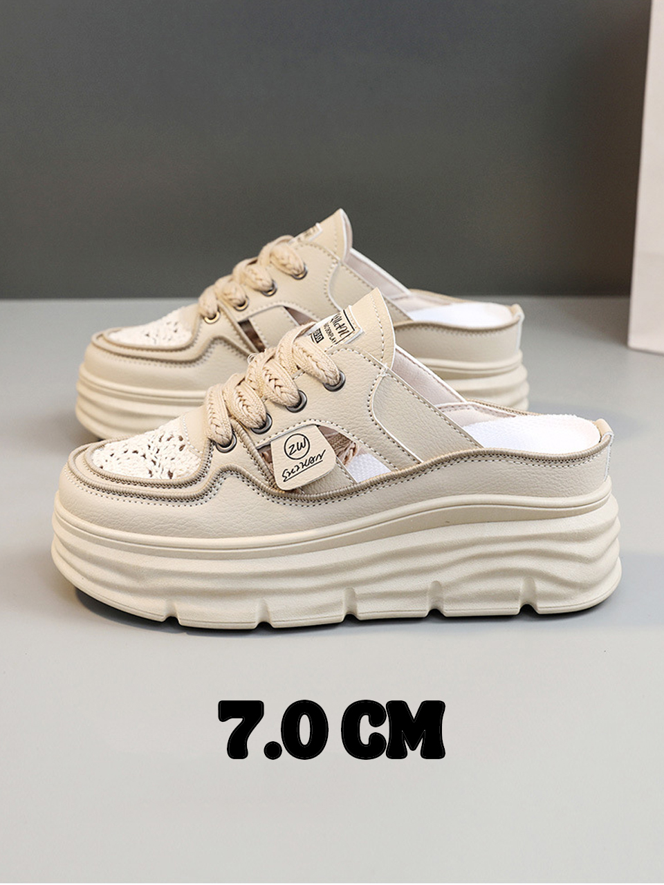 Giày Sục Nữ Thoáng Khí Cao Cấp 2024 Giày Hở Gót Tăng Chiều Cao Nữ Thời Trang 7CM - 2