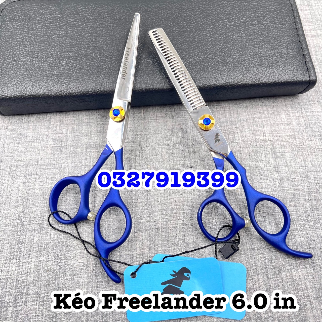 Kéo cắt tóc cao cấp Freelander 6.0 in ( xanh )