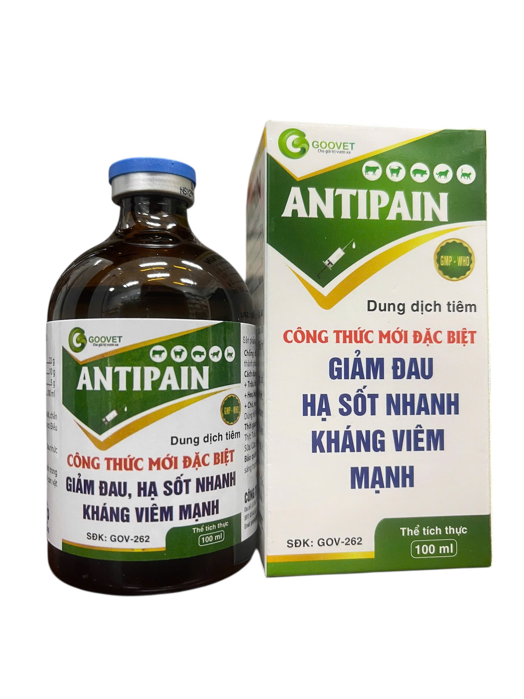 ANTIPAIN Thuốc hạ sốt giảm đau 3 thành phần Anagin - Paracetamol - Diclofenac dùng cho động vật.