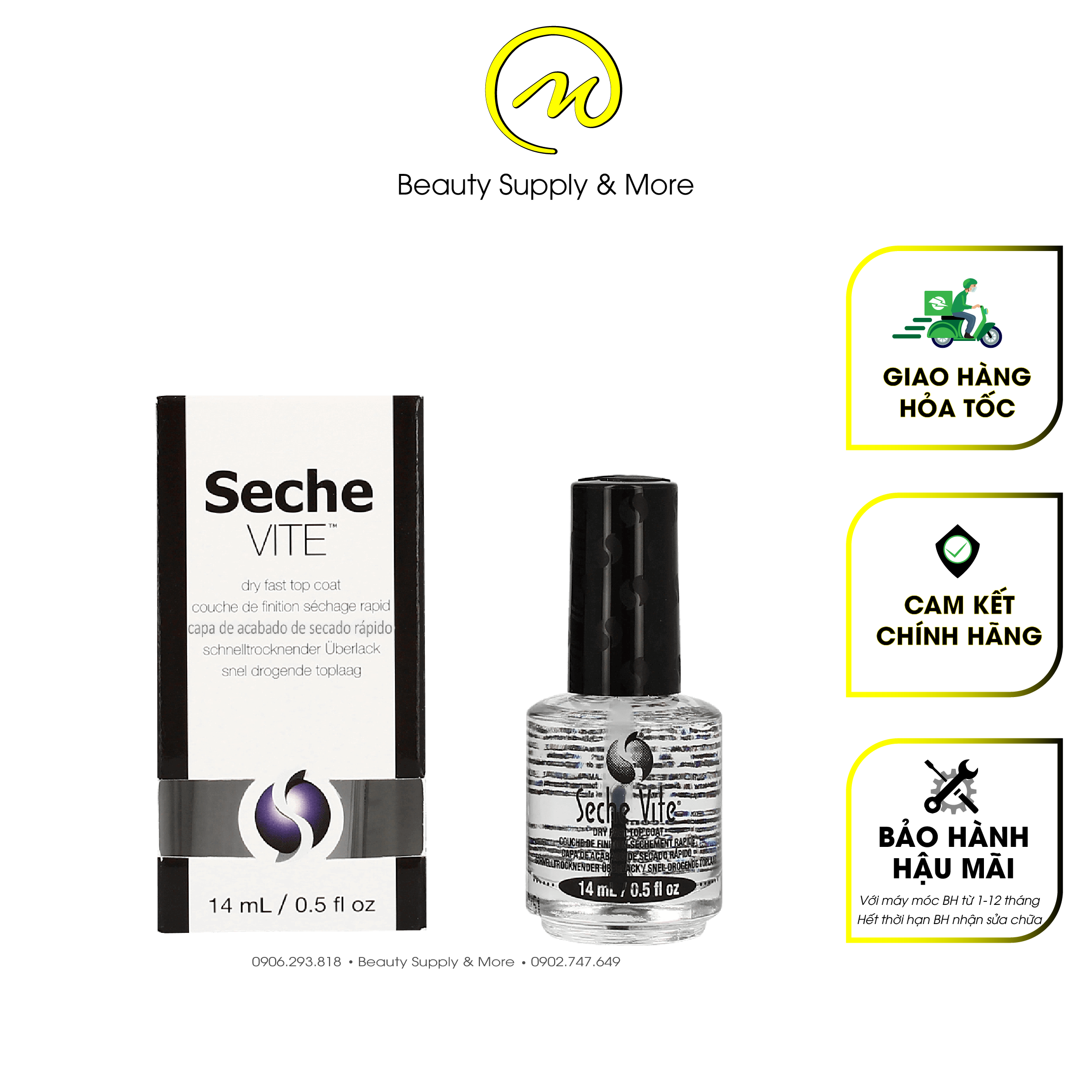 👏 siêu bóng seche vite chai 14ml - sơn bóng nhanh khô -top coat first dry