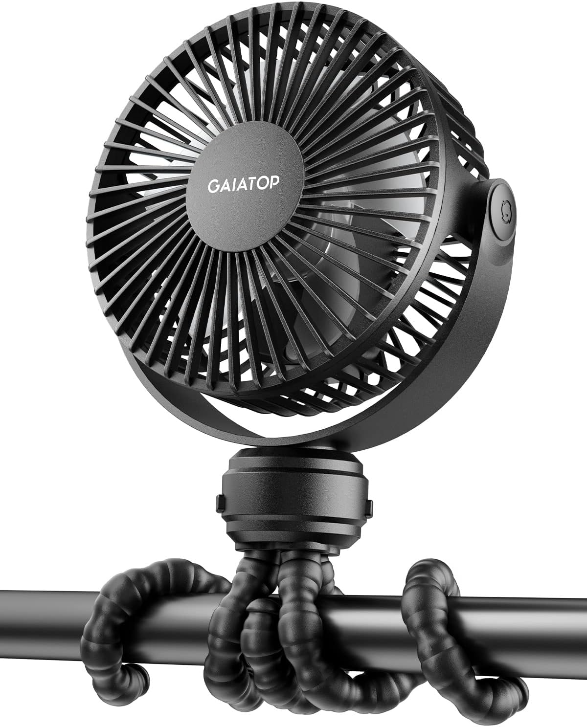 Gaiatop  Portable Stroller Fan, Battery Operated Small Clip on, Detachable 3 Speed Rechargeable, 360 °   Rotate Flexible Tripod Better Cooling for Car Seat