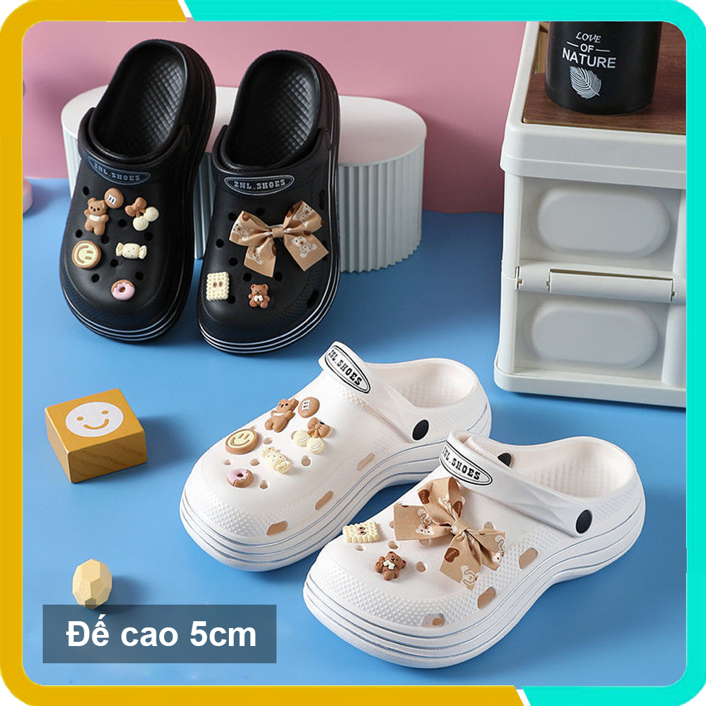 Dép Bánh Mì Cross ZNT Đế Cao 5cm, Phong Cách Trẻ Trung, Kèm Bộ Sticker Như Hình, Mẫu Mới Năm nay