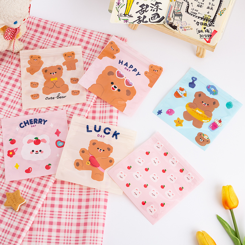 Túi zip dễ thương đựng stickers hoặc kẹo / quà / sắp xếp đồ dùng cá nhân / gói hàng chất liệu PVC