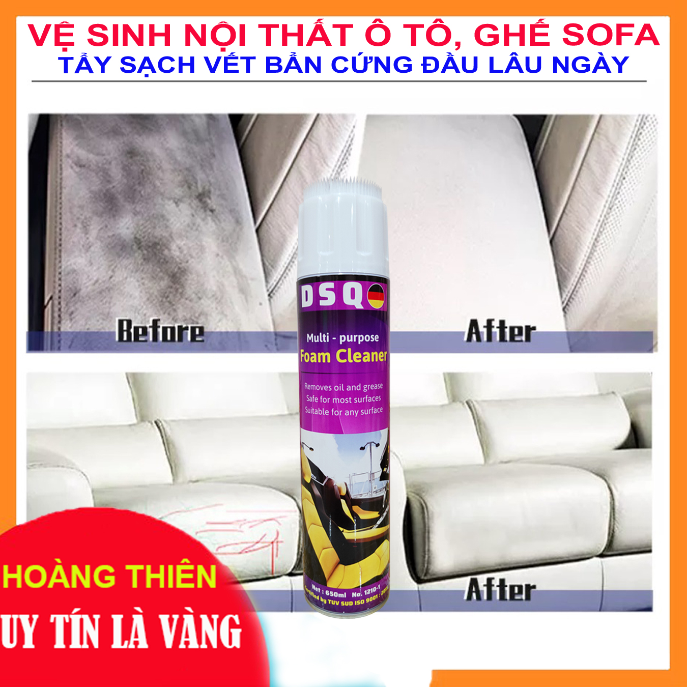 [ Sạch Sâu ] Chai Xịt Vệ Sinh Nội Thất ô Tô, Chất Tẩy Vệ Sinh Ghế Da, Vệ Sinh Ghế Nỉ, Ghế Vải, Ghế Sofa Foam Cleaner TUSAN SHOP