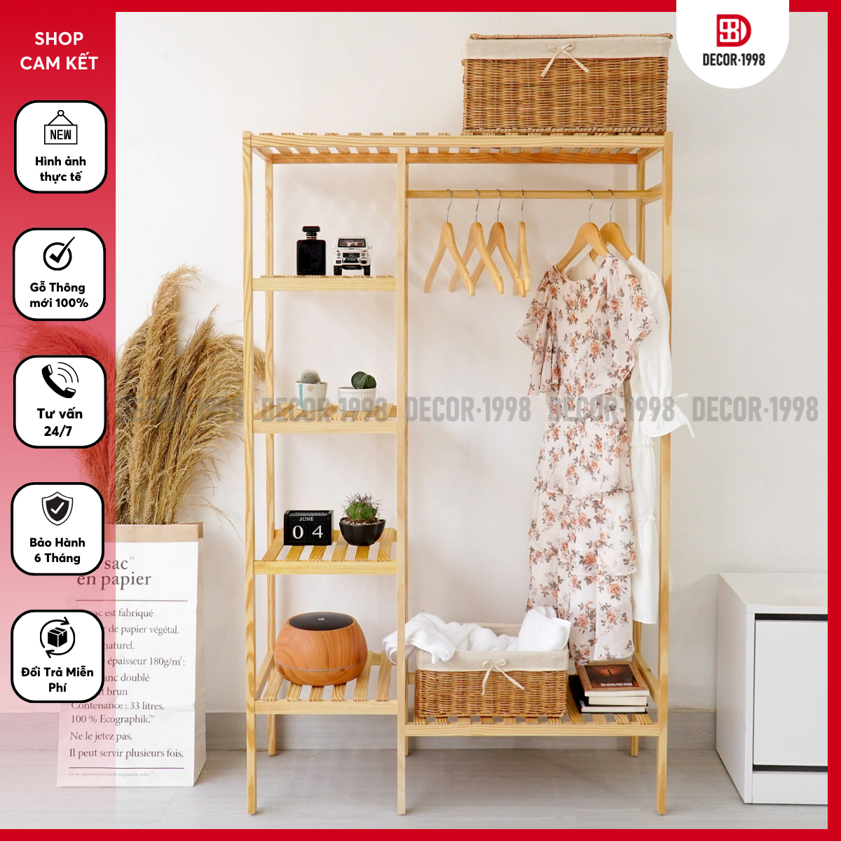 Kệ gỗ,kệ treo quần áo gỗ thông,giá treo,gỗ thông mới 100%
