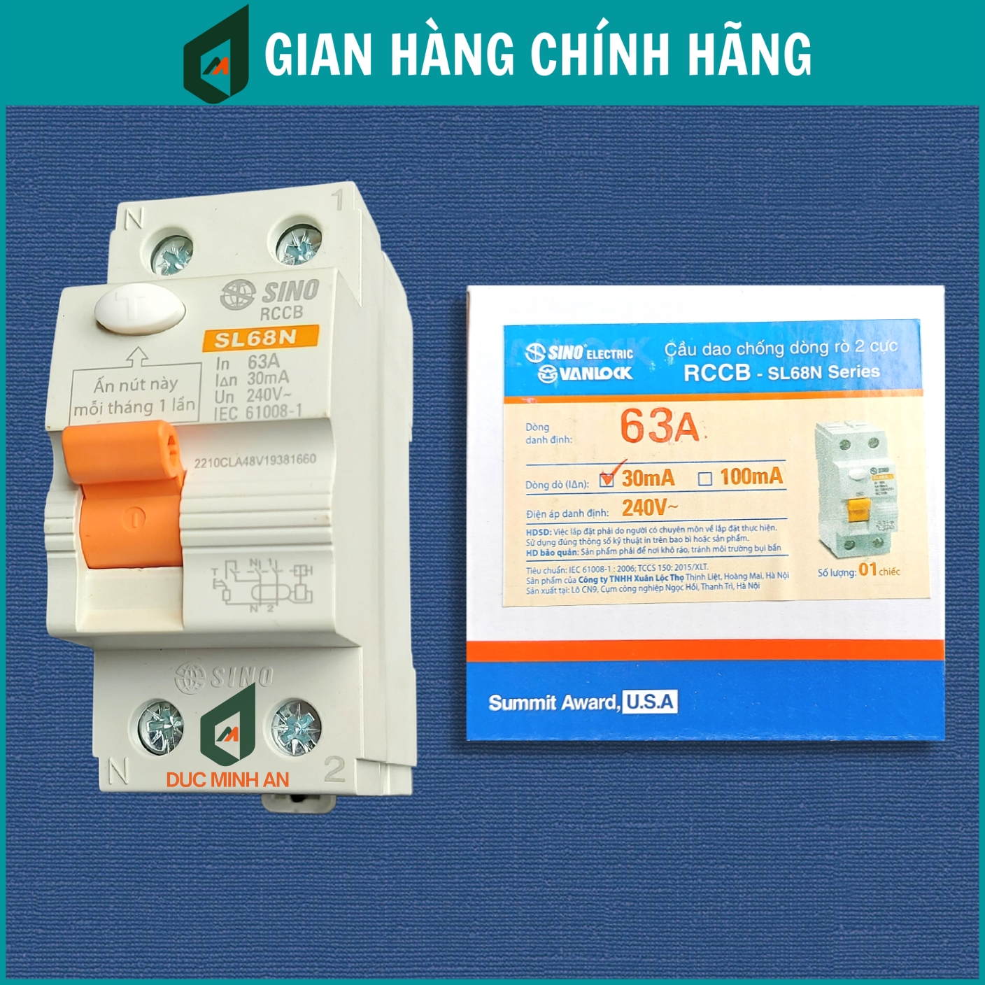 Át chống giật rccb sino 63a