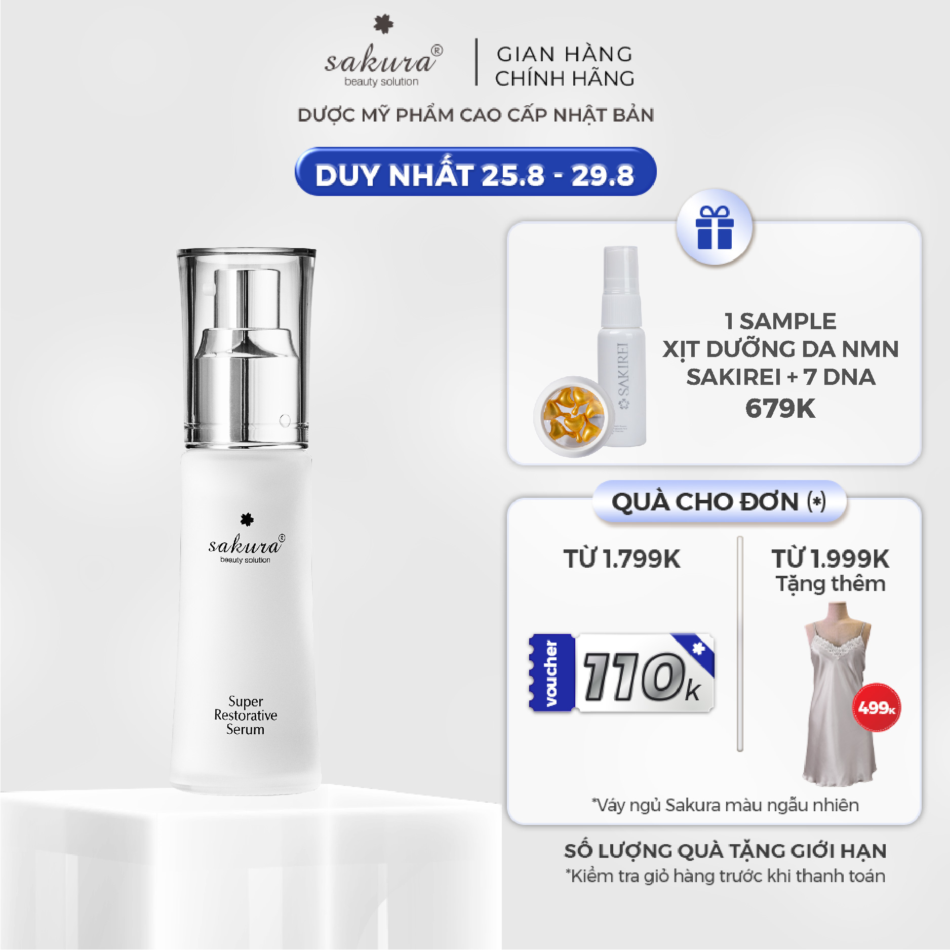 Serum phục hồi da chống lão hoá Sakura Super Restorative Serum 30ml