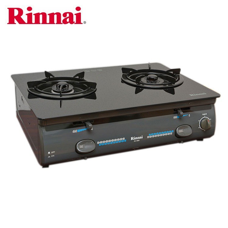 Bếp gas 6 tấc rinnai rv-4600glt, 2 vòng lửa có ngắt gas tự động - bảo hành chính hãng
