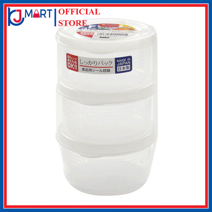 Set 3 hộp nhựa tròn 180ml an toàn - nội địa nhật bản