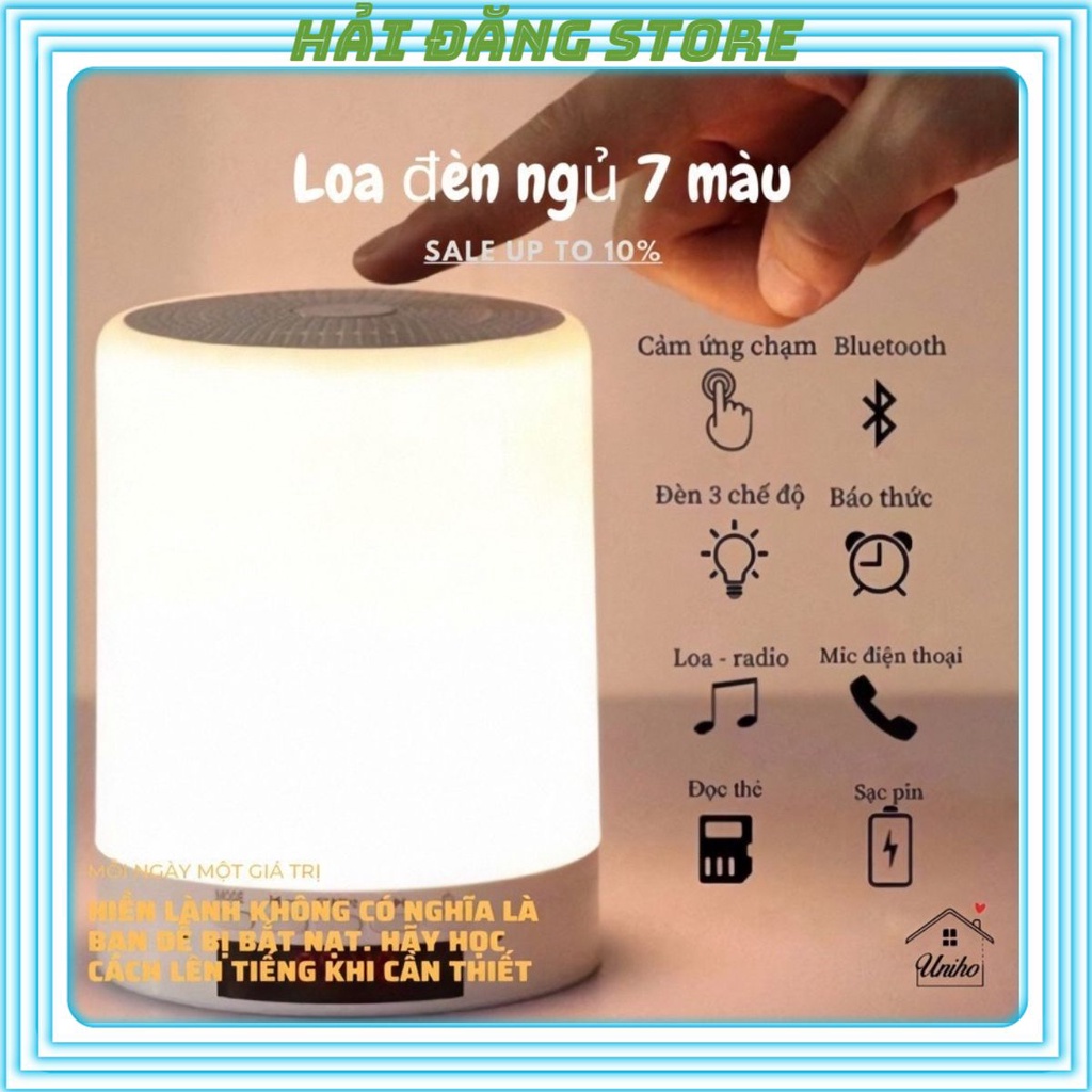 Loa bluetooth đèn ngủ, loa bluetooth đồng hồ báo thức kết hợp đèn led cảm ứng đổi màu theo nhạc