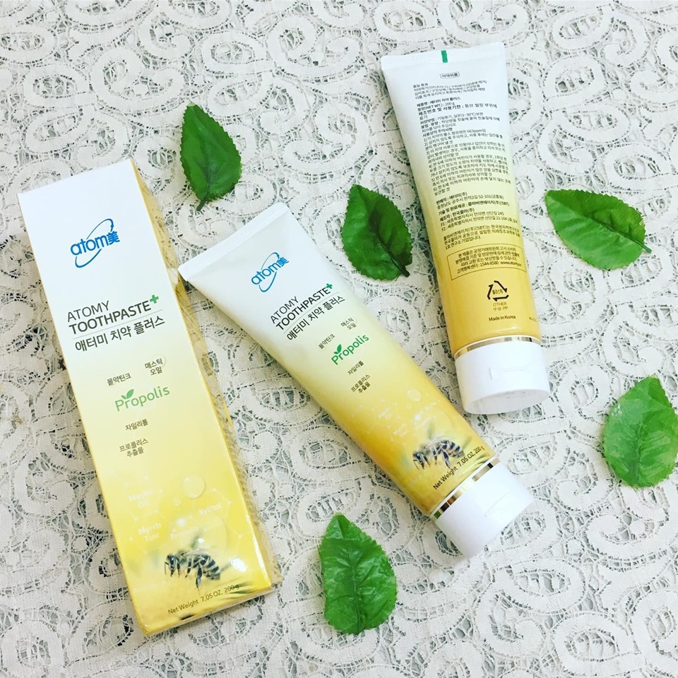 Combo 2 tuýp Kem đánh răng kháng khuẩn keo ong Atomy toothpaste 200g