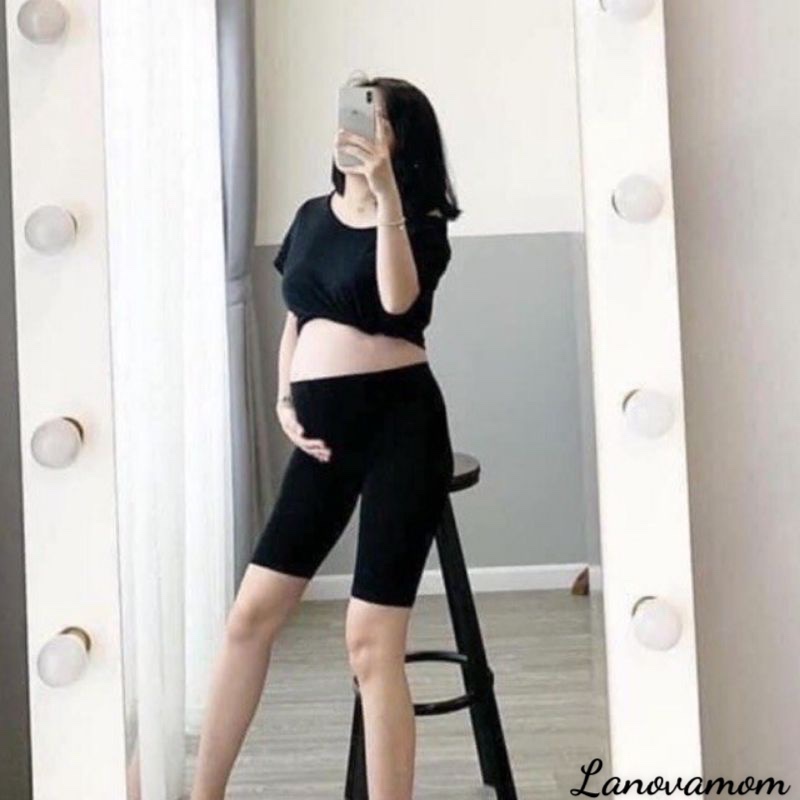 Quần bầu CẠP CHÉO, CẠO CAO chất cotton mềm đẹp thiết kế đáp bụng và chun chỉnh tiện lợi cho mẹ bầu QB56