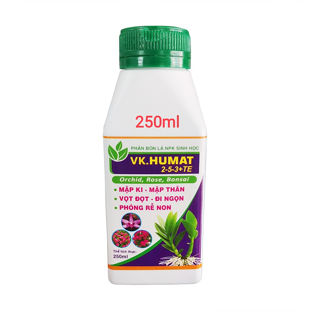 Vk humat 250ml – phân bón lá npk sinh học mập thân, vọt đọt, ra rễ
