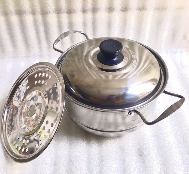 Bộ Nồi Inox Kèm Khay Hấp Cách Thuỷ. Nồi chuyên hấp cách thủy như bánh bao, xôi... cho mọi nhà