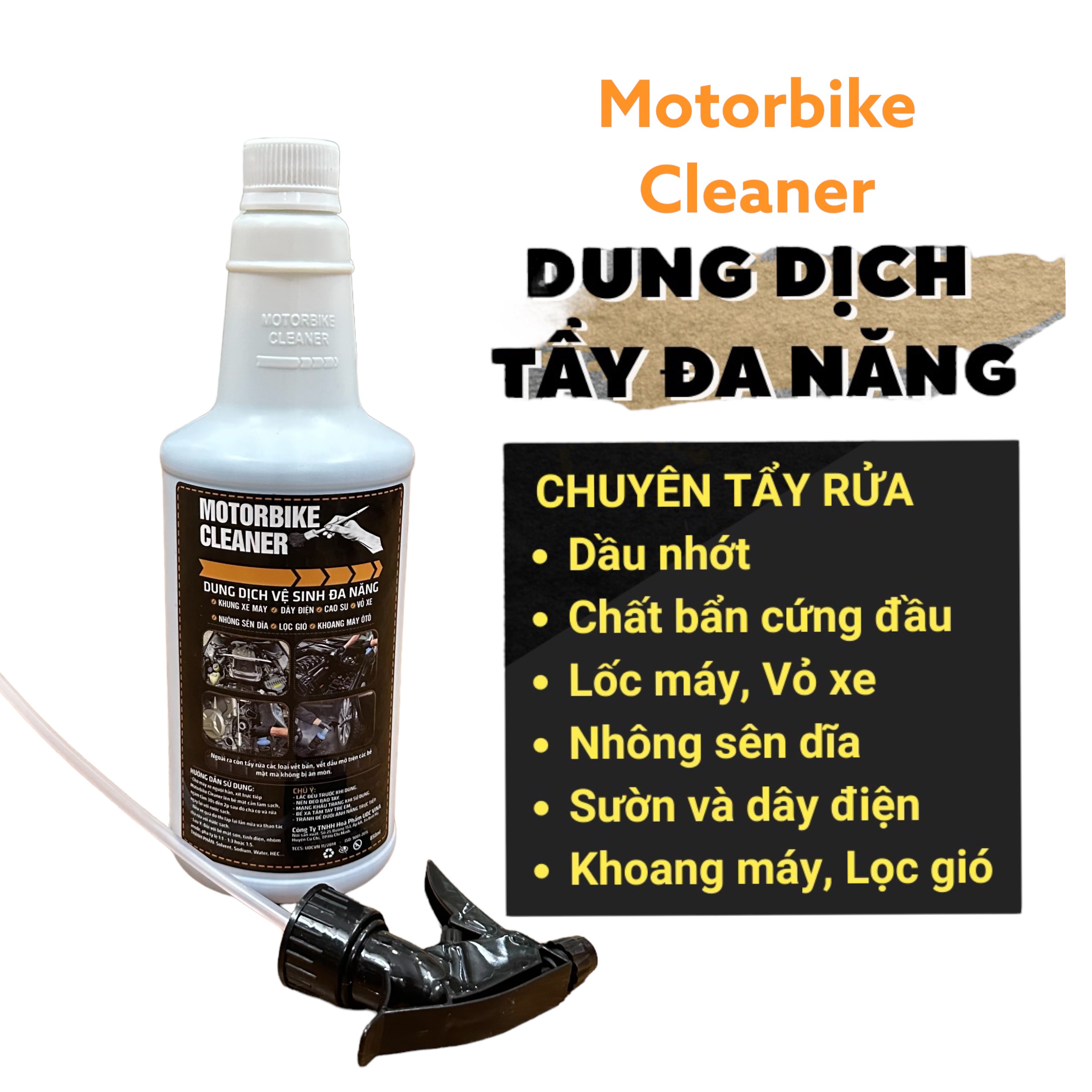 Motorbike Cleaner Vệ Sinh Tẩy Rửa Đa Năng Nhông Sên Khung Sườn Khoang Máy... an toàn cho xe