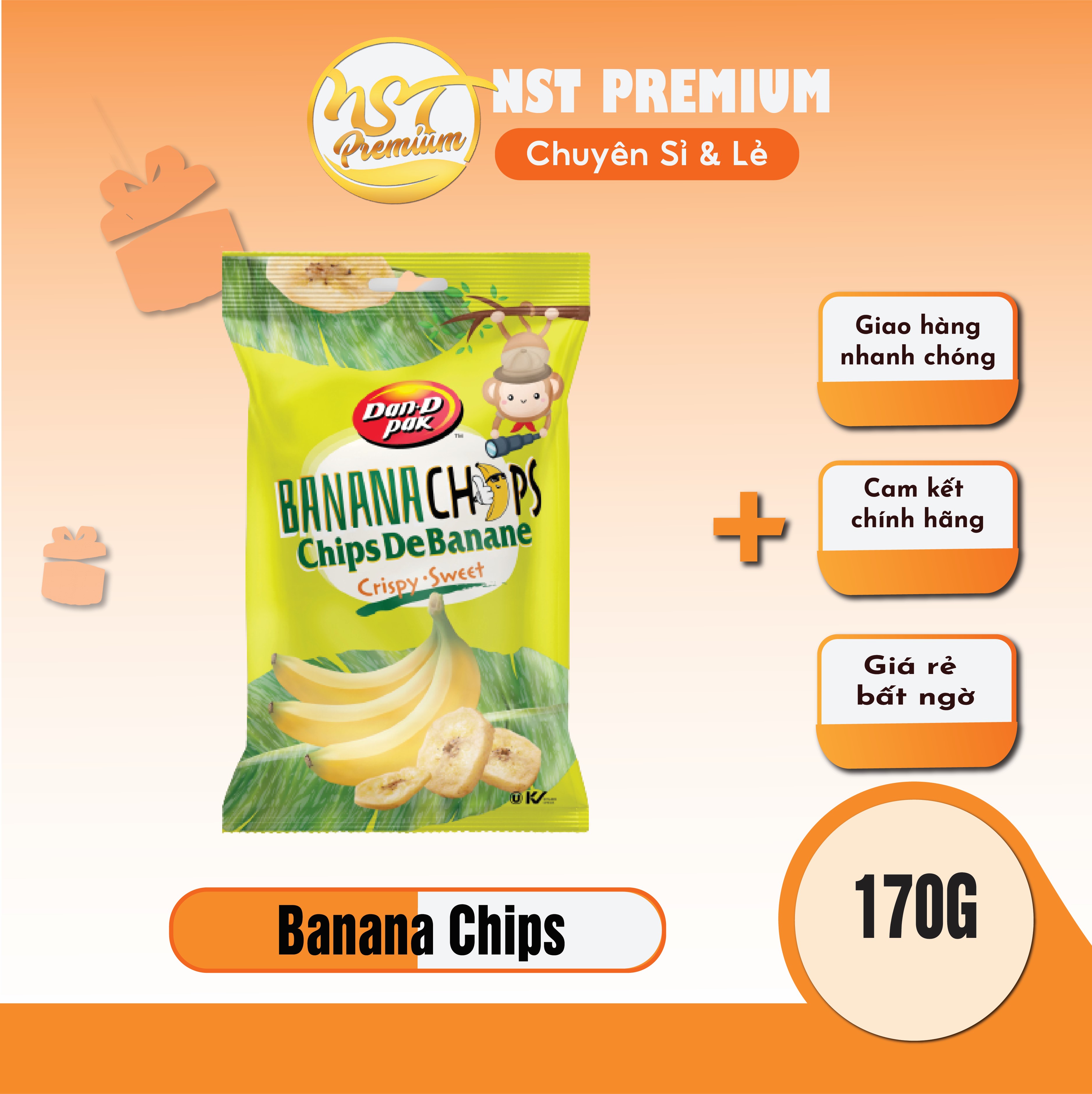 Combo 4 túi chuối sấy 170g dan d pak