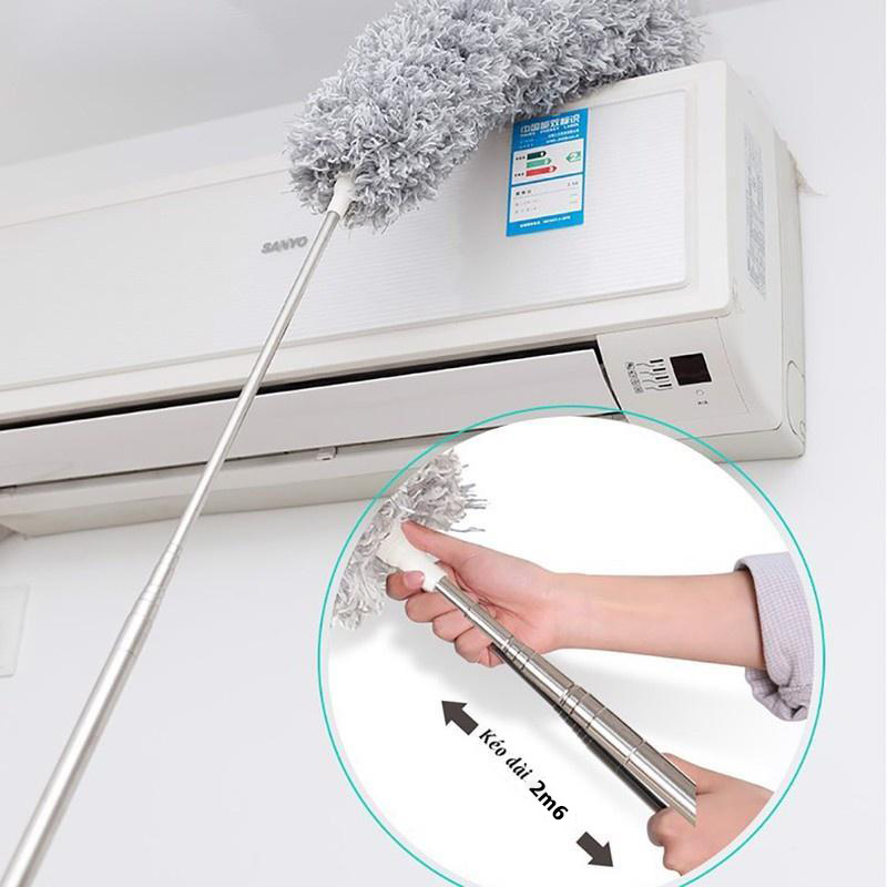 Chổi Quét Trần Nhà Đa Năng Chiều Dài Tối Đa 2 Mét 8, Chổi Gấp Gọn Sợi Lông Mềm Không Trầy Bề Mặt