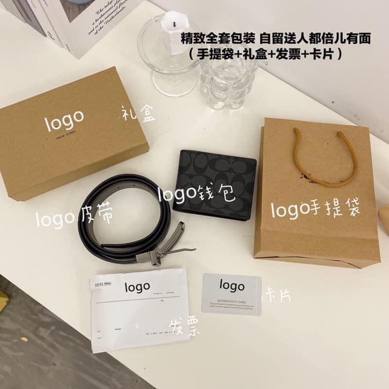 Set ví và thắt lưng Coach nam