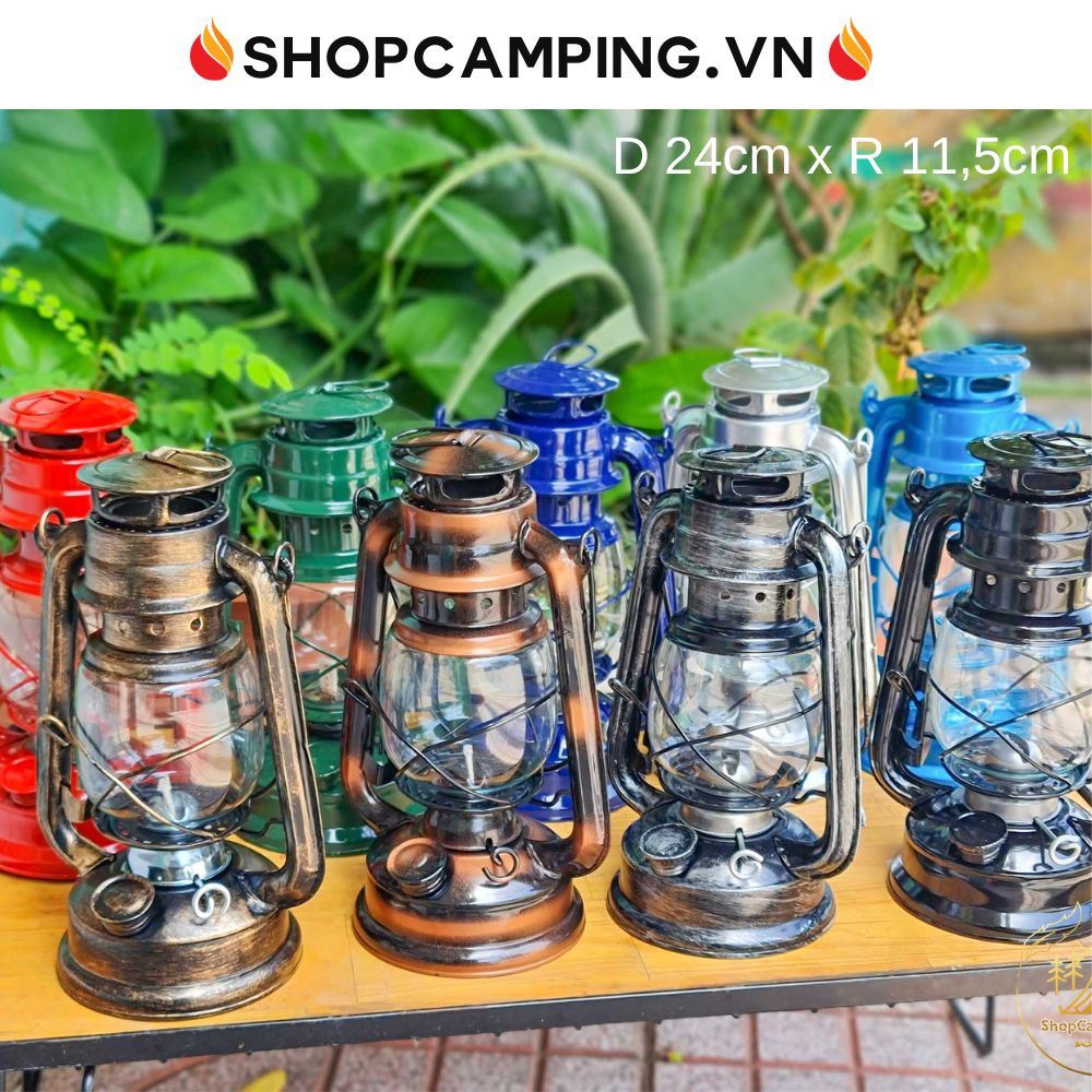 Đèn bão đèn dầu size Trung decor trang trí nhà cửa, đèn măng xông cắm trại dã ngoại phong cách cổ điển - Camping VietNam