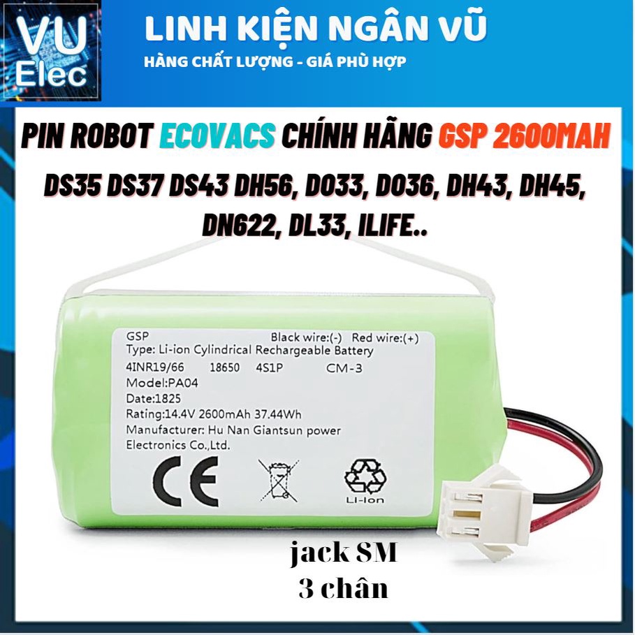 Pin thay thế cho pin máy robot ecovacs deebot robotics hút bụi pin ds35 ds37 ds43 dh56 dn622