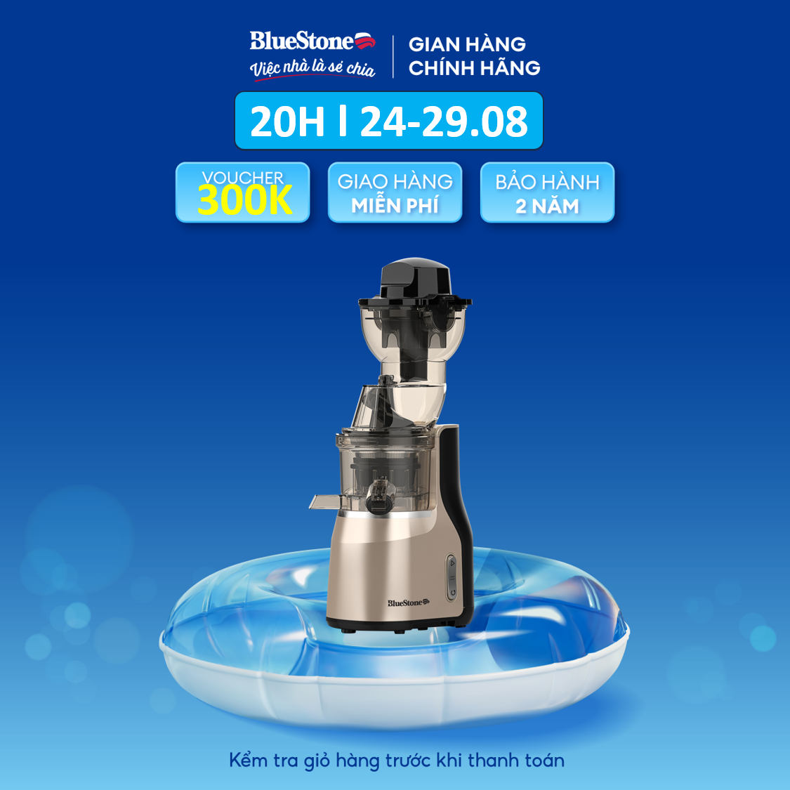 Máy ép chậm bluestone sjb-6568 - 250w - tốc độ ép 45 - 55 vòng/phút - bảo hành 2 năm - hàng chính hãng