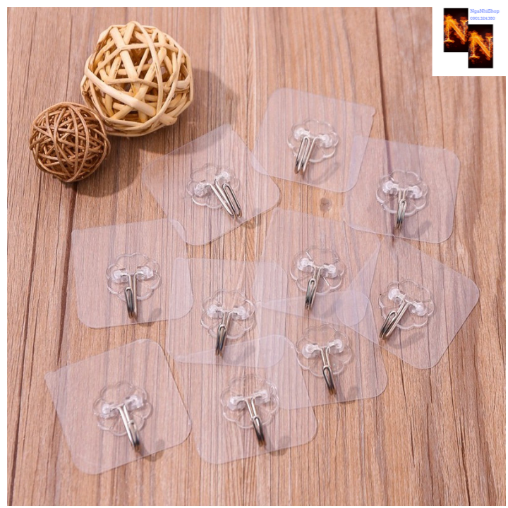 Móc Dán Tường Trong Suốt Siêu Dính 10 Cái Dùng Dán Các Vật Dụng Trong Nhà Không Cần Khoan Đục, Đóng Đinh