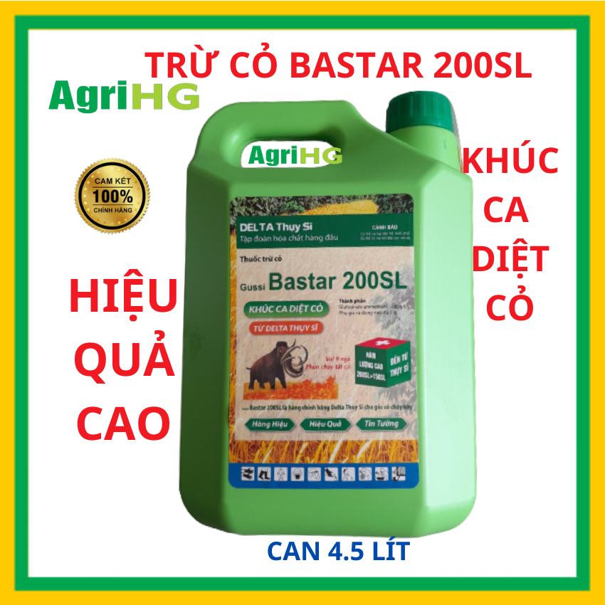 Thuốc trừ cỏ diệt cỏ Bastar 200sl,(Can 4.5 lít )Vua Cỏ Khai Hoang, diệt trừ tất cả các loại cỏ dại hàm lượng cao 200 SL