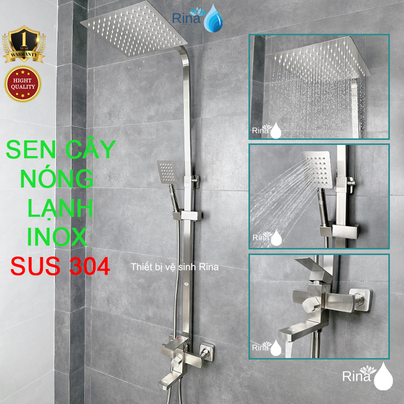 VĨNH VIỄN KHÔNG HAN GỈ Bộ vòi nước hoa sen cây tắm đứng inox sus 304 cao cấp củ nặng 2,1kg Rina RN2822 nước mạnh bền bỉ với thời gian