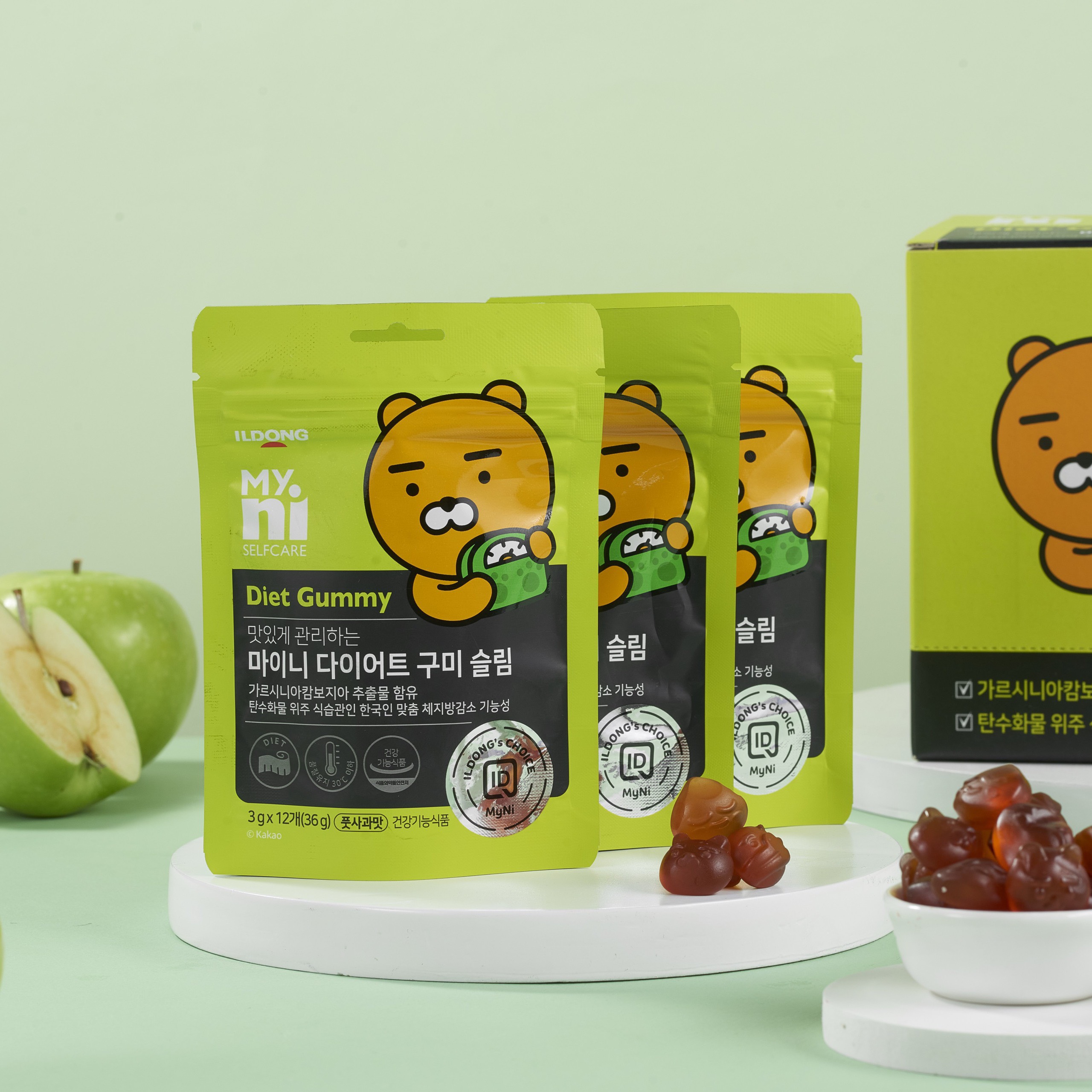 Kẹo Dẻo Giảm Cân Vị Táo Xanh Myni Selfcare Diet Gummy Ildong Hàn Quốc