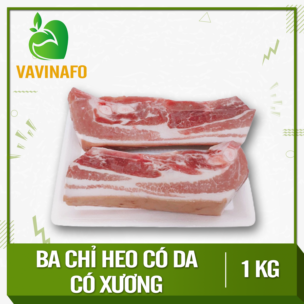 HCM - Ba chỉ heo có da có xương sườn (1 kg) (Tỷ lệ thịt/mỡ là 6/4,NHIỀU MỠ) - Thích hợp với các món chiên, nướng, kho, rang,... - [Giao nhanh TPHCM]
