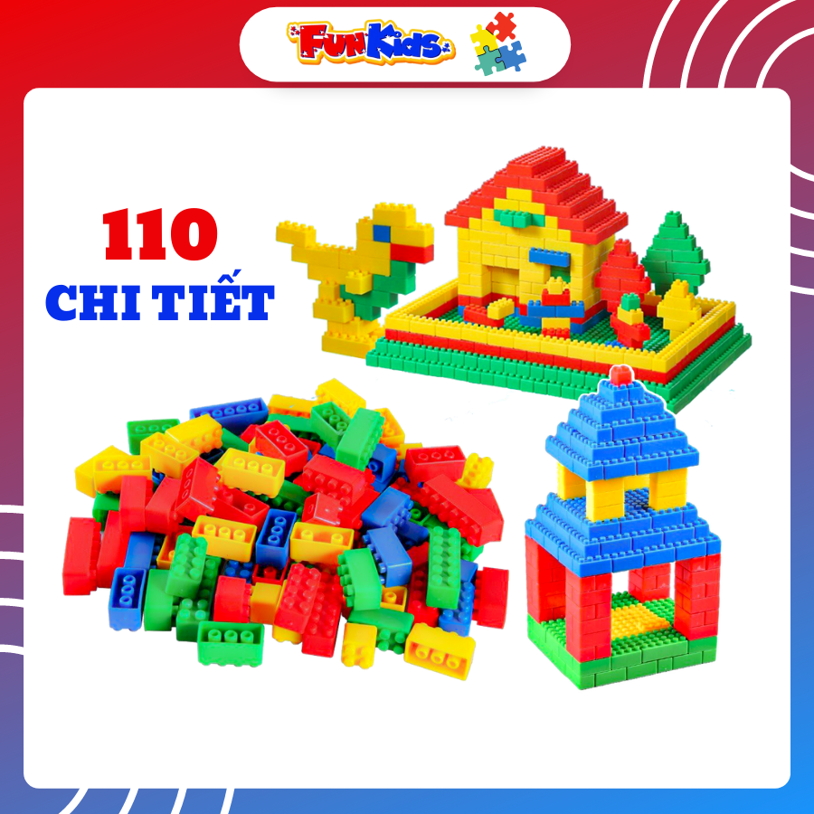 Đồ chơi trẻ em túi 110 xếp hình lego nhựa nguyên sinh an toàn nhiều màu sắc giúp trẻ từ 3 tuổi trở lên phát triển trí tưởng tượng và tư duy sáng tạo