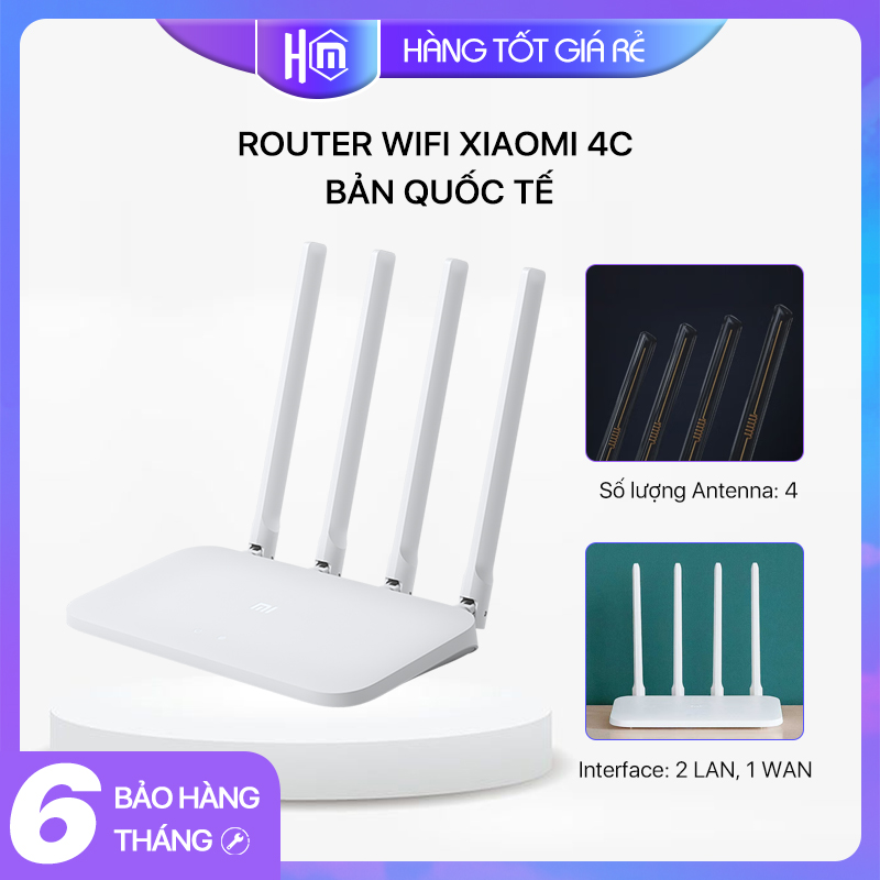 [HCM] [Bản Quốc Tế] Xiaomi N 300Mbps Bộ Phát Wifi R4CM - Mi Router 4C - Quốc Tế Tiếng Anh 4 Anten rời