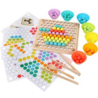 [HÀNG lᴏại 1] Bộ gắp hạt Gỗ số đếm kèm bát tăng tập trυng cho trẻ MONTESSORI