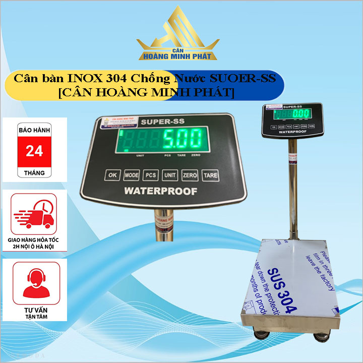 Cân bàn điện tử inox 304 toàn phần chống nước 100kg 150kg 200kg 300kg 60kg super-ss, dùng cân hải sản, tủy sản, động vật