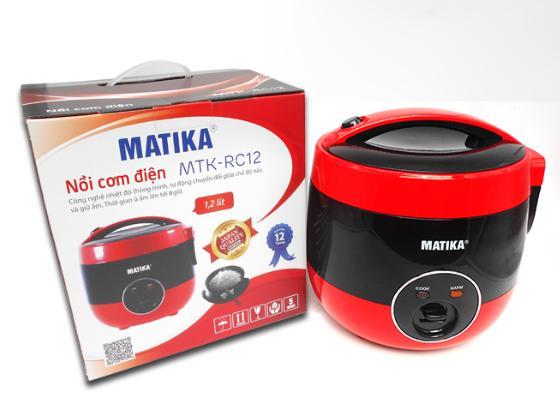 Nồi cơm điện matika 1,2l 544w nắp gài màu đỏ mtk-rc12