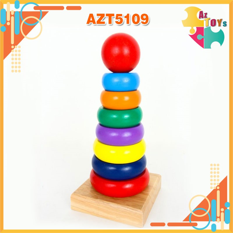 Tháp gỗ cầu vồng nhiều màu cho bé - azt5109
