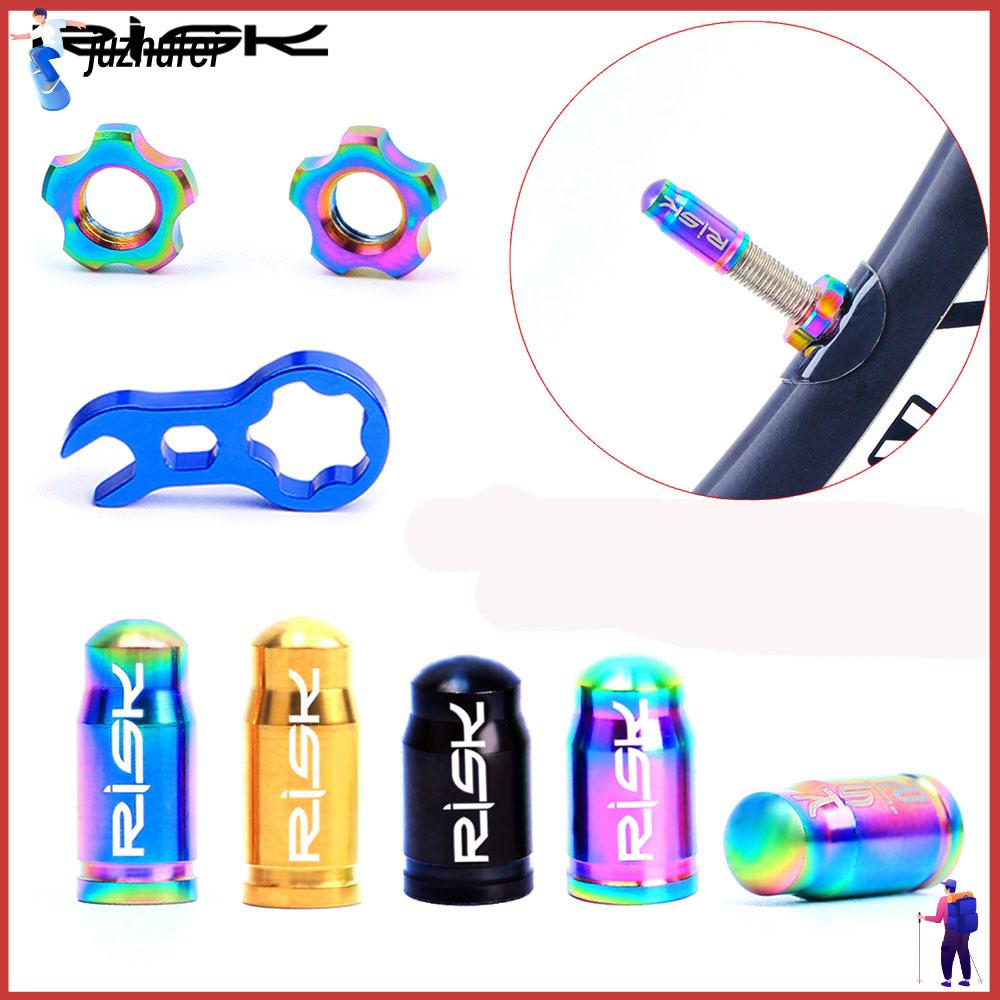 Juzhufei lốp xe đạp van nut phụ kiện xe đạp mtb bộ điều hợp van xe đạp chuyển đổi lốp nắp đậy bụi khí presta / schrader caps nắp van tc4