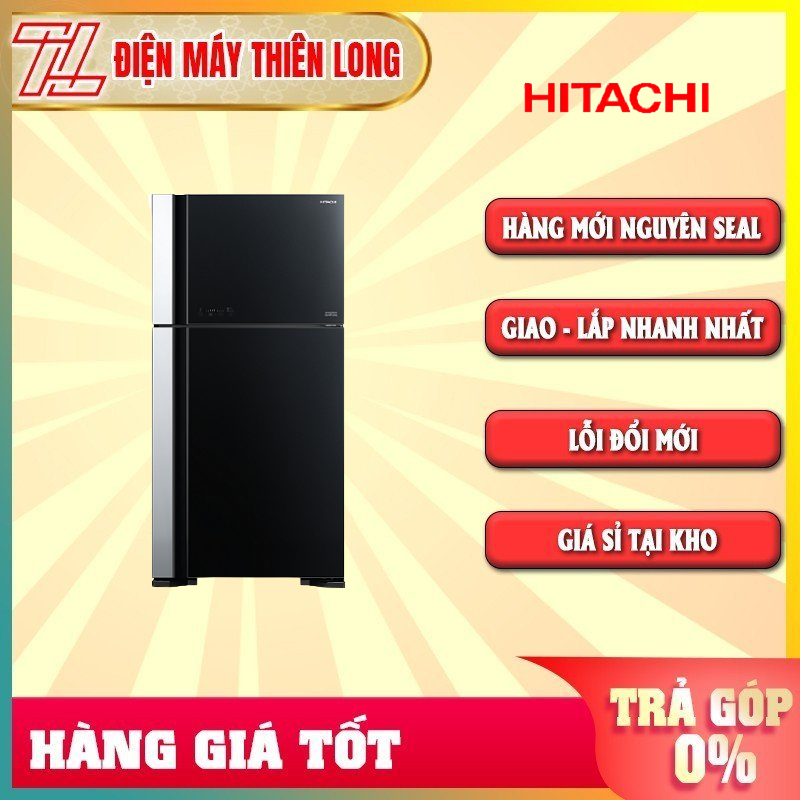 Tủ lạnh hitachi inverter 550 lít r-fg690pgv7x - bên ngoài có bảng hiển thị cảm ứng làm đá tự động cấp đông nhanh khay kính cường lực đèn led - trả góp 0% - giao toàn quốc - ngoài hcm tính phí
