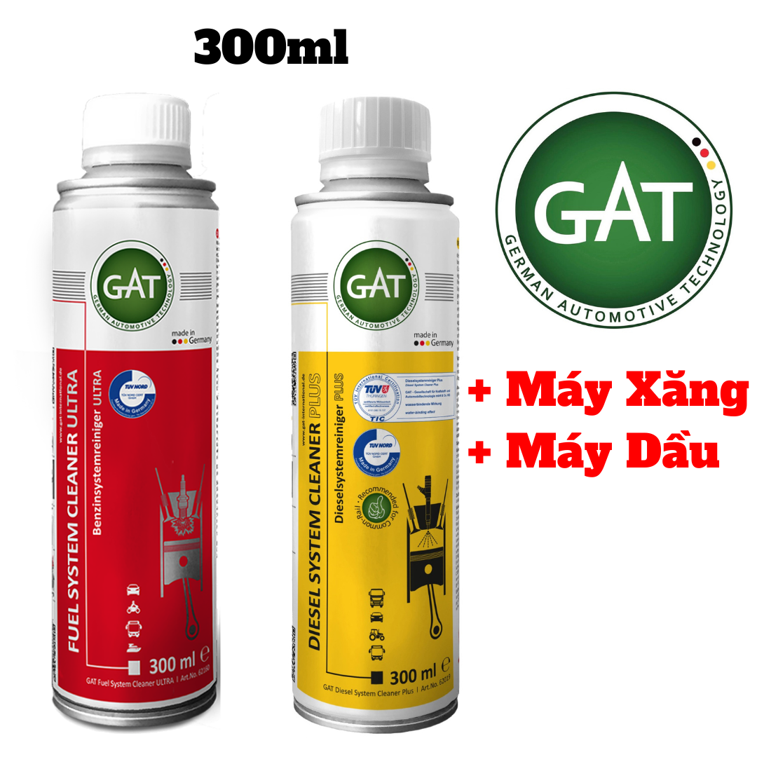 Phụ Gia Vệ Sinh Kim Phun Động Cơ Chính Hãng GAT Máy Xăng Và Dầu Diesel 300ml