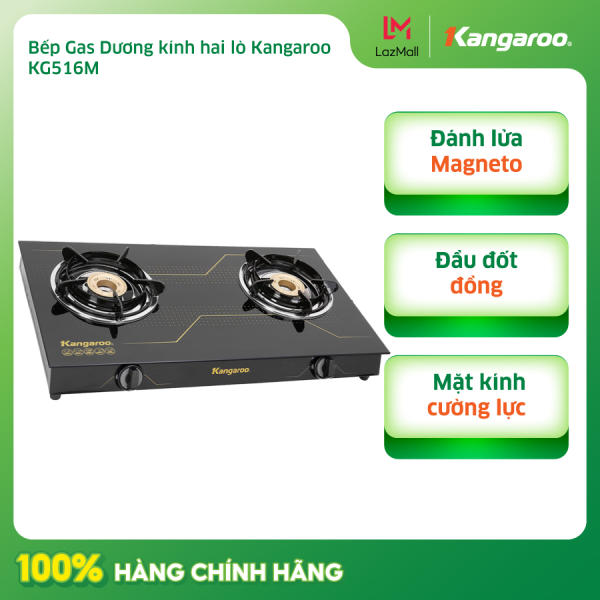 Bếp gas đôi Kangaroo KG516M -MỚI 100%-Chính Hãng-Đánh lửa Magneto-Đầu đốt tiết kiệm gas, Nấu nhanh không đen đáy nồiĐầu đốt tiết kiệm ga, Bảo Hành 12 Tháng Chính Hãng`