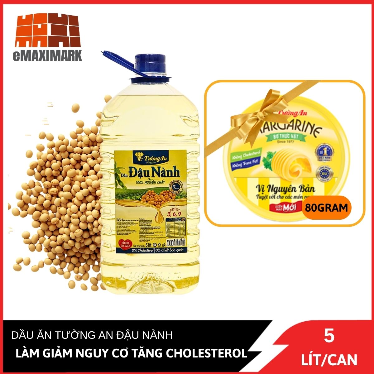 DẦU ĂN TƯỜNG AN ĐẬU NÀNH 5 LÍT/CAN