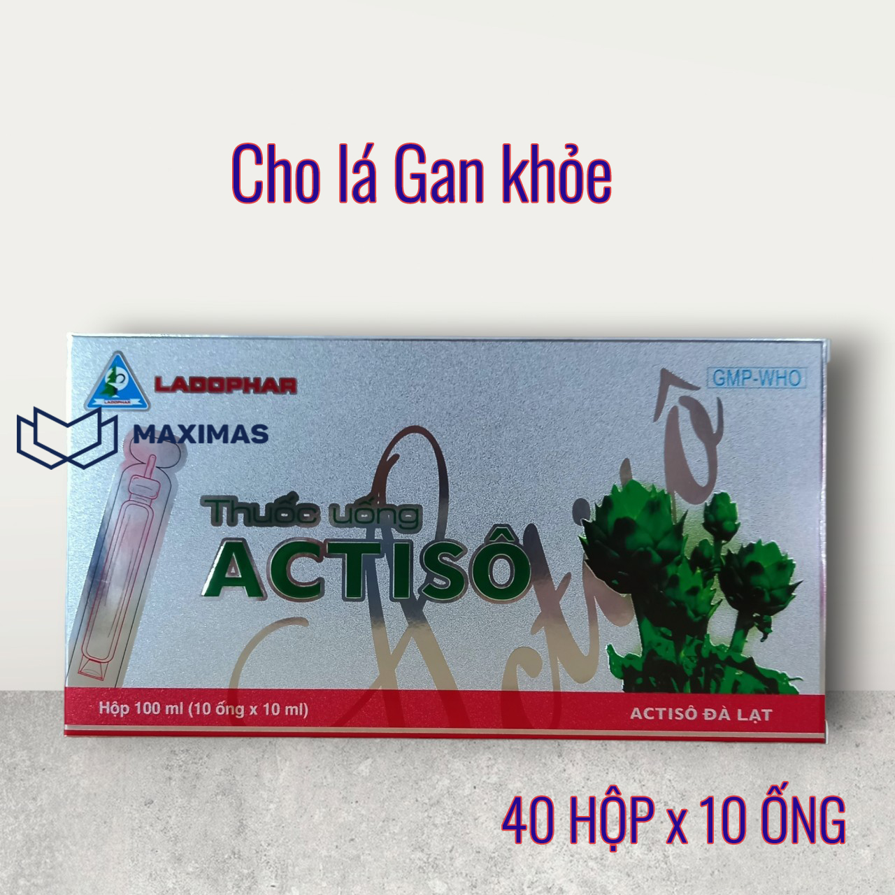 Atiso dạng ống uống 10ml x 10 tuýp Actiso Ladophar Đà Lạt Lâm Đồng ( THÙNG 40 HỘP ) Maximas